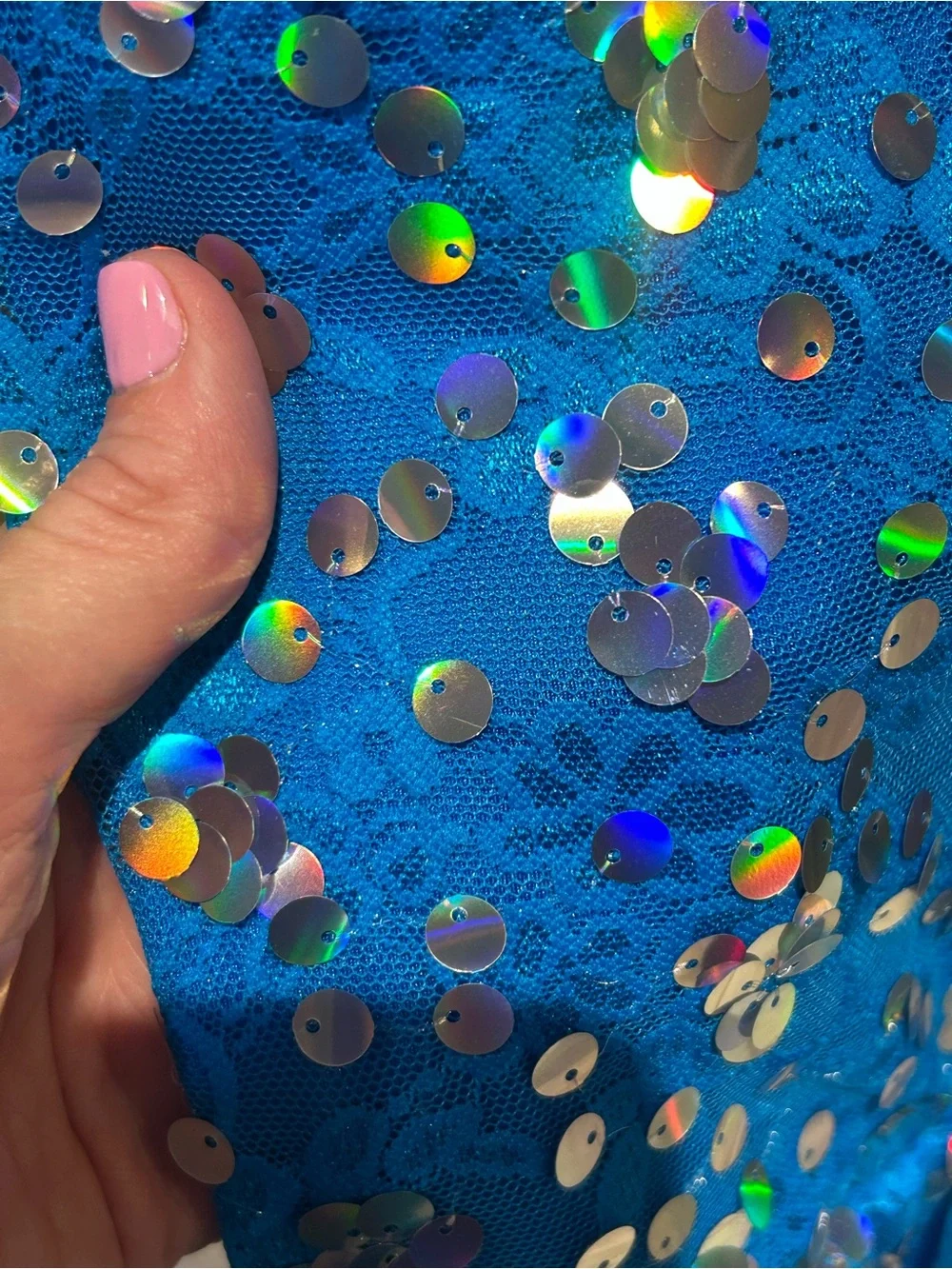 Weissman Costume- Blue Sparkles- Size MC w/bow